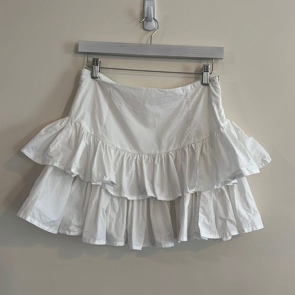 Mable Ruffle Mini Skirt White Coquette Feminine Girly L Cotton Sweet - Picture 1 of 7